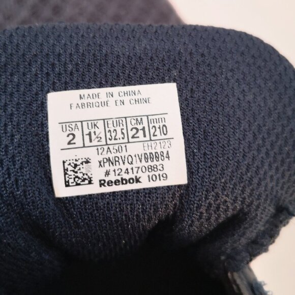 Reebok Kids Size 2 Navy & Pink Velcro Closure with Elastic Laces Sneakers - Picture 7 of 8